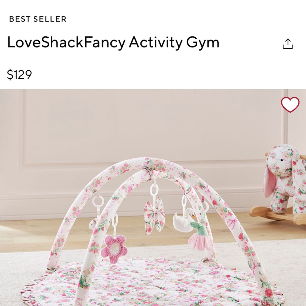 LoveShackFancy Floral Pink & White Baby Activity Gym